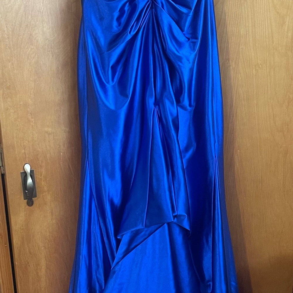 Sherri Hill Vibrant Blue Satin Dress - Picture 4 of 6